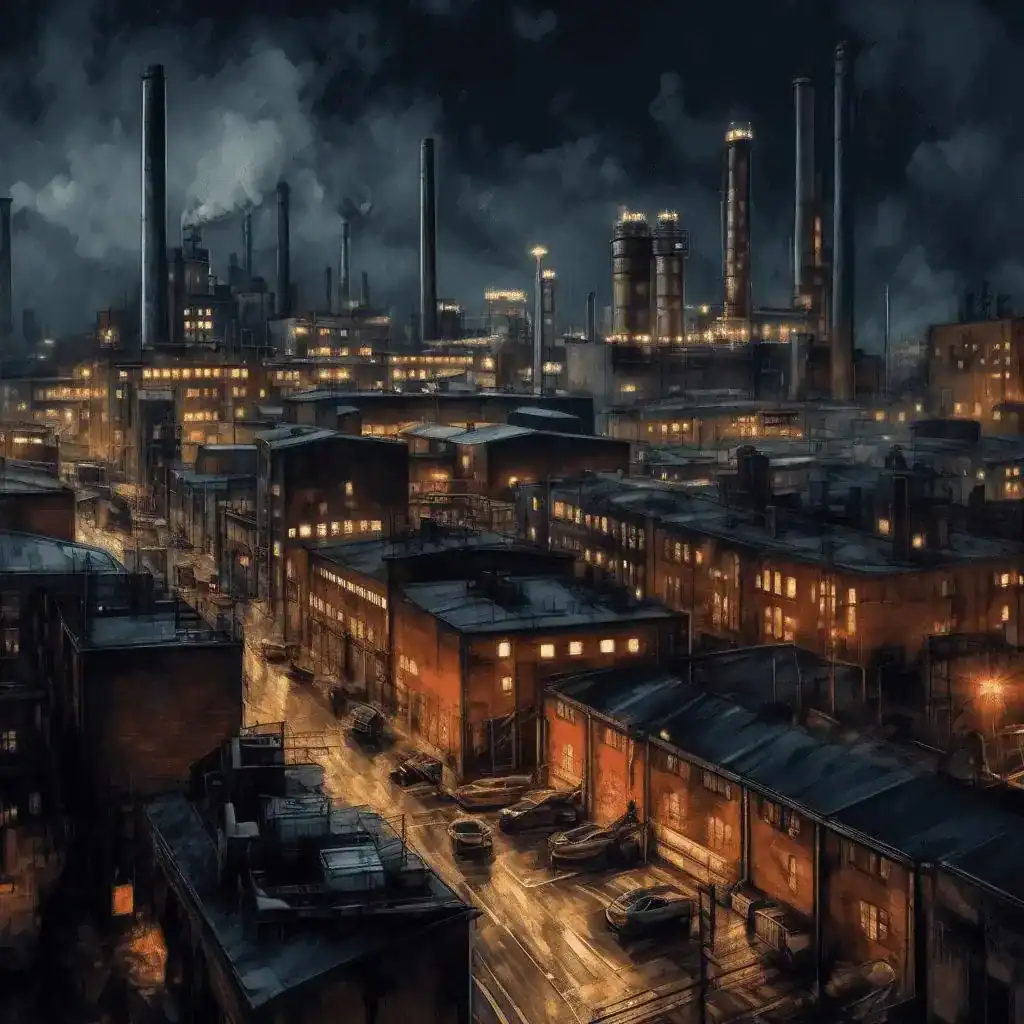 Night View of a Factory – Alfred William Finch
